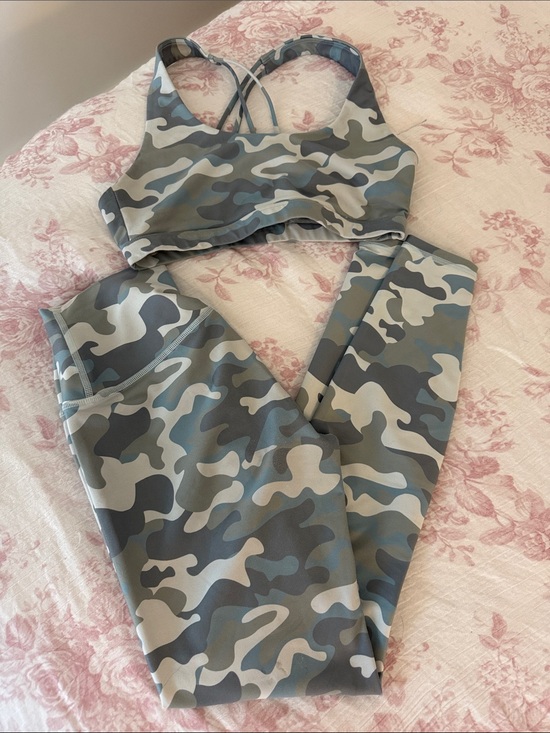 Spiritual Gangster Other - Spiritual Gangster Gray & Blue Camo Sports Bra and Leggings Set